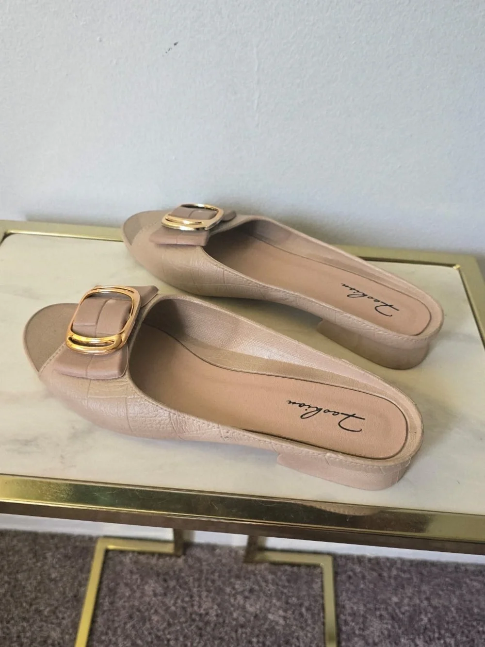 Beige Open-Toe Flat PVC Square Buckle Casual shoe for women S-Us-7/7.5 EU-38/39